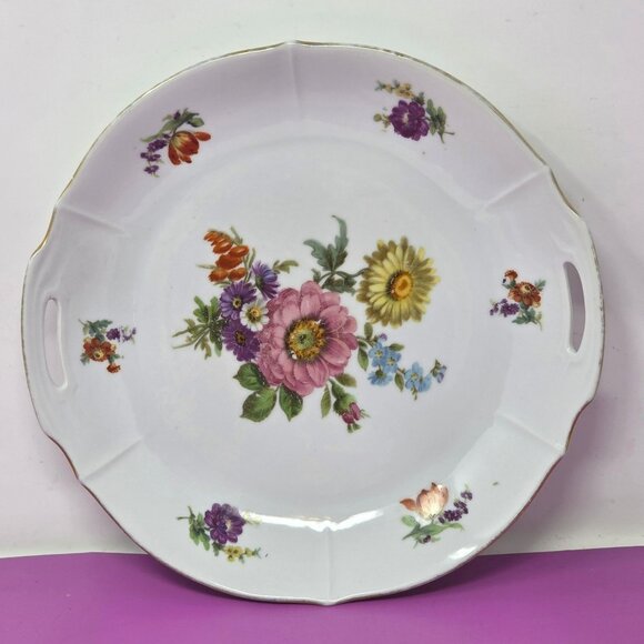 Bavaria Other - Vintage Bavaria‎ Floral Porcelain Decorative Serving Plate With Handles